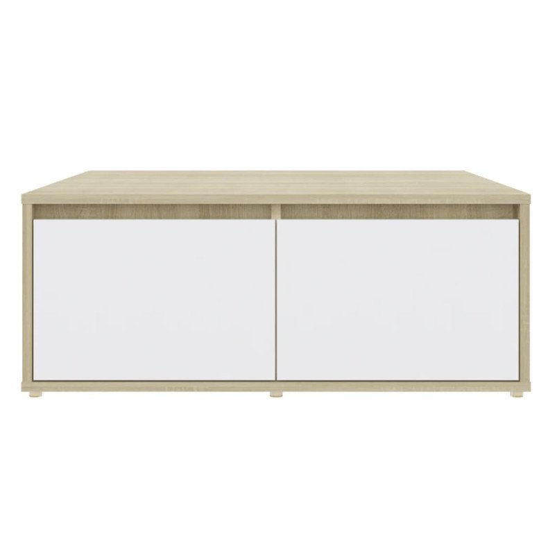 vidaXL Konferenčný stolík biely a dub sonoma 80x80x31 cm drevotrieska