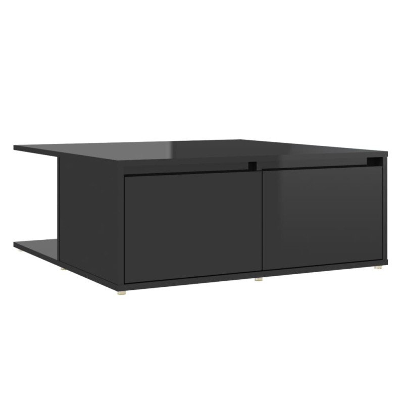 vidaXL Konferenčný stolík lesklý čierny 80x80x31cm drevotrieska