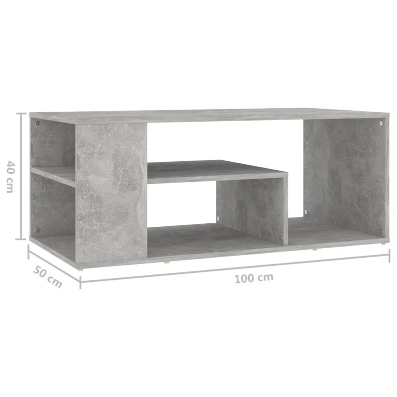 vidaXL Konferenčný stolík betónový sivý 100x50x40 cm drevotrieska