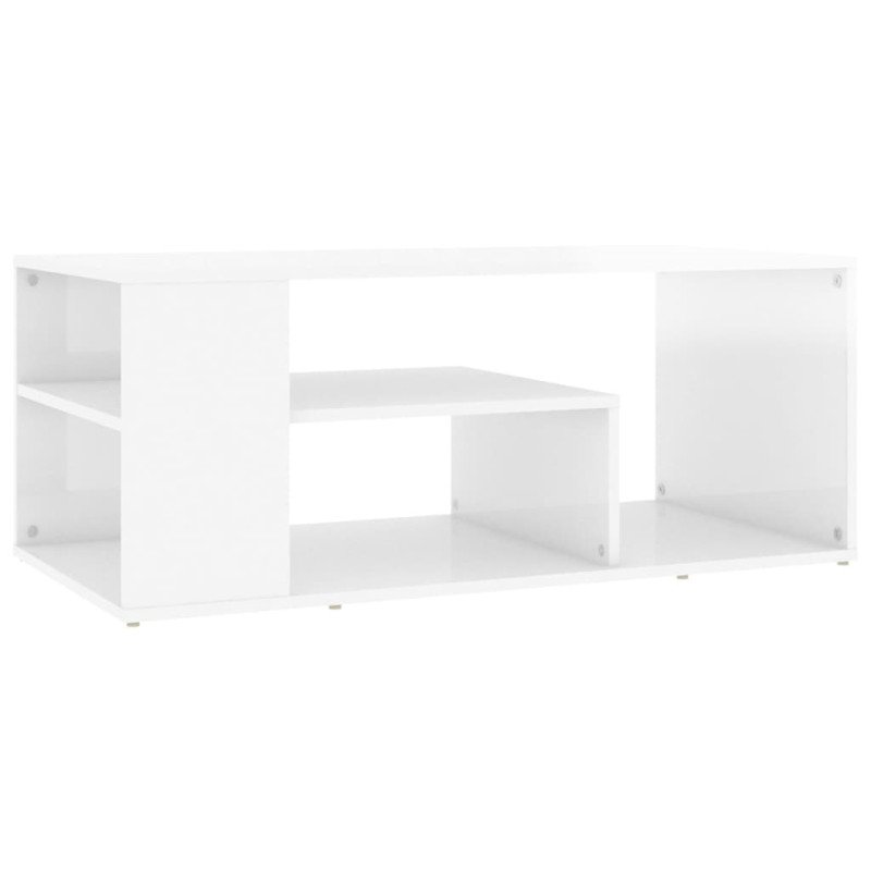 vidaXL Konferenčný stolík, lesklý biely 100x50x40 cm drevotrieska