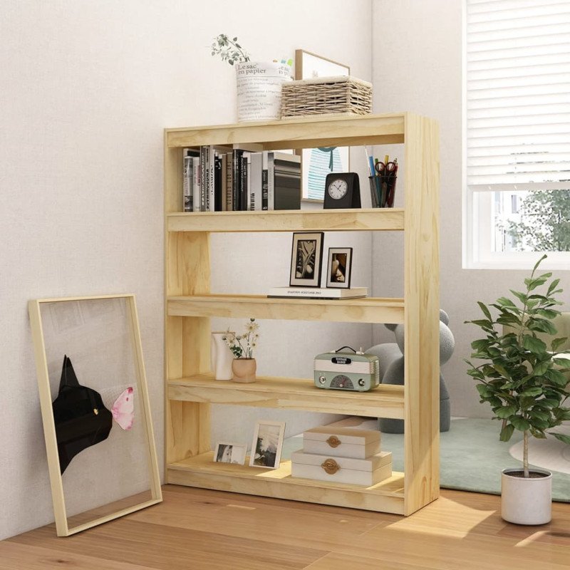 vidaXL Knižnica/deliaca stena 100x30x135,5 cm, borovicový masív