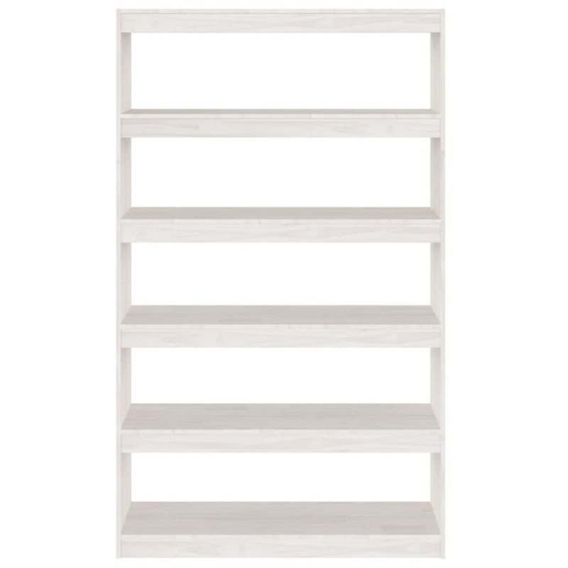 vidaXL Knižnica/deliaca stena biela 100x30x167,5 cm masívna borovica 
