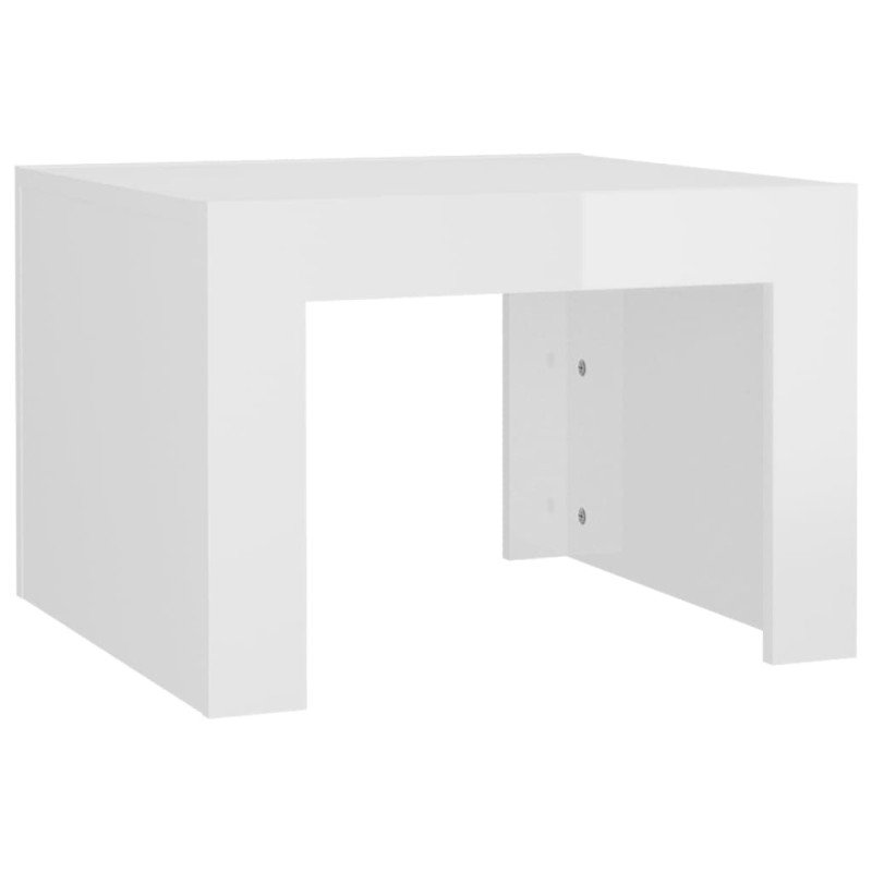 vidaXL Konferenčný stolík lesklý biely 50x50x35 cm drevotrieska