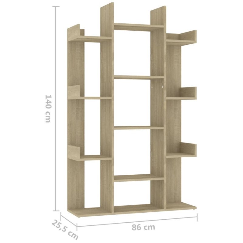 vidaXL Knižnica dub sonoma 86x25,5x140 cm drevotrieska