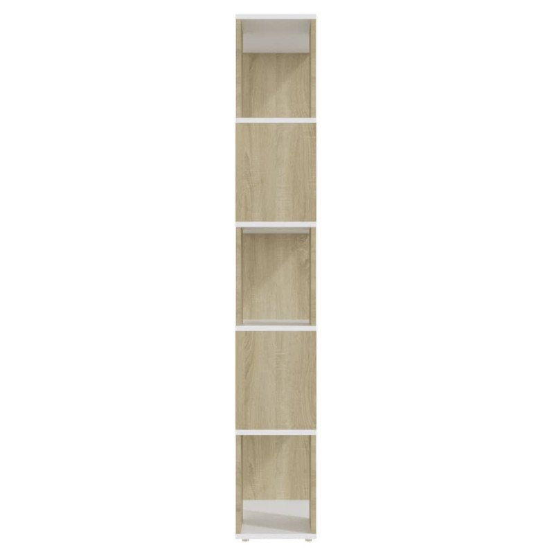 vidaXL Knižnica/deliaca stena biela a dub sonoma 60x24x155 cm 