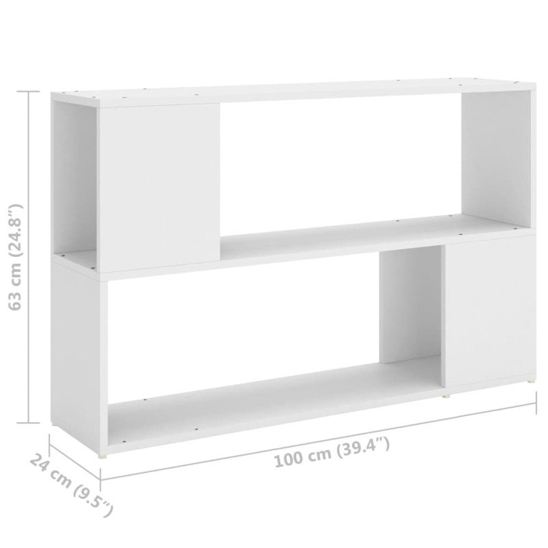 vidaXL Knižnica biela 100x24x63 cm drevotrieska
