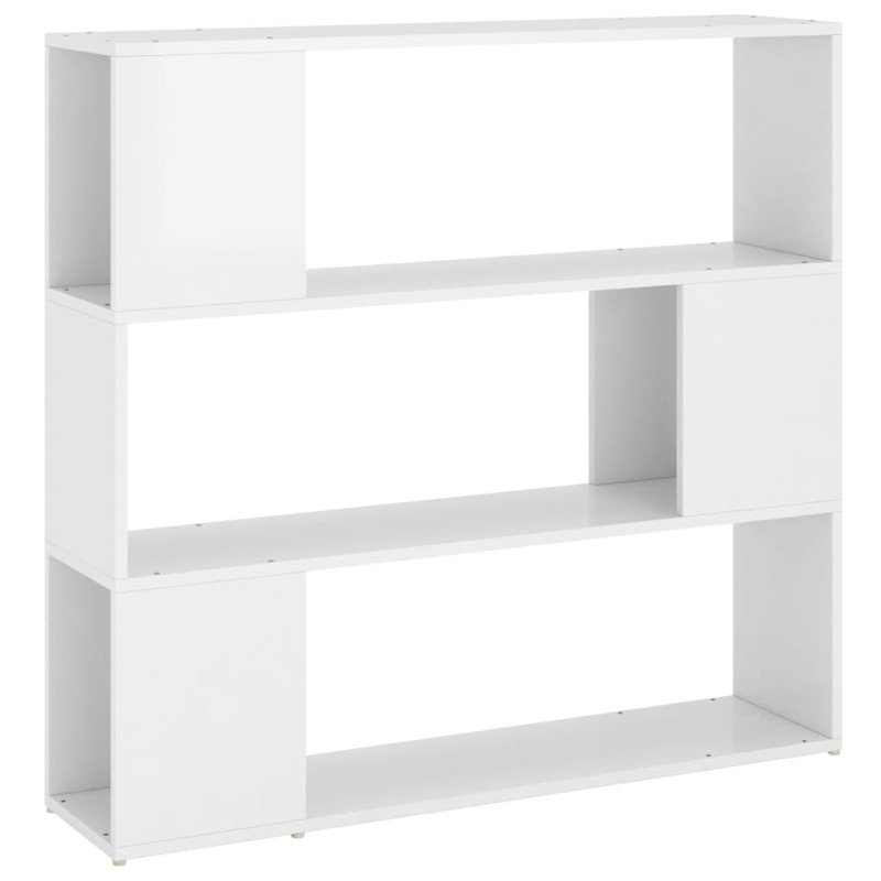 vidaXL Knižnica/deliaca stena lesklá biela 100x24x94 cm 