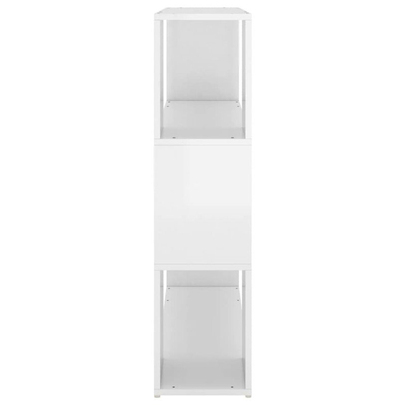 vidaXL Knižnica/deliaca stena lesklá biela 100x24x94 cm 