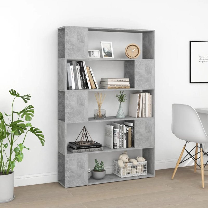 vidaXL Knižnica/deliaca stena betónovo sivá 100x24x155 cm drevotrieska