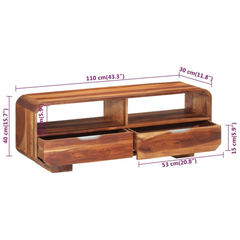 vidaXL TV skrinka 110x30x40 cm, akáciový masív