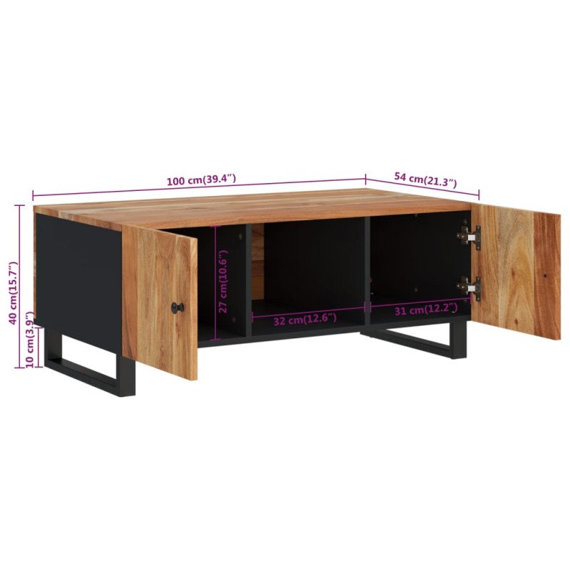 vidaXL Konferenčný stolík 100x54x40 cm masívna akácia a sprac. drevo