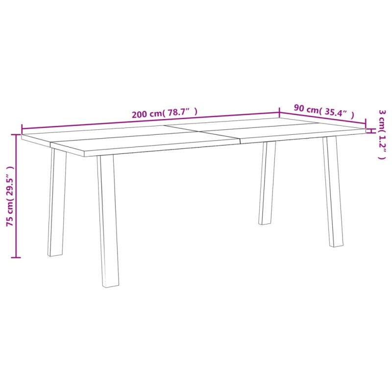 vidaXL Jedálenský stôl 200x90x75 cm masívne akáciové drevo