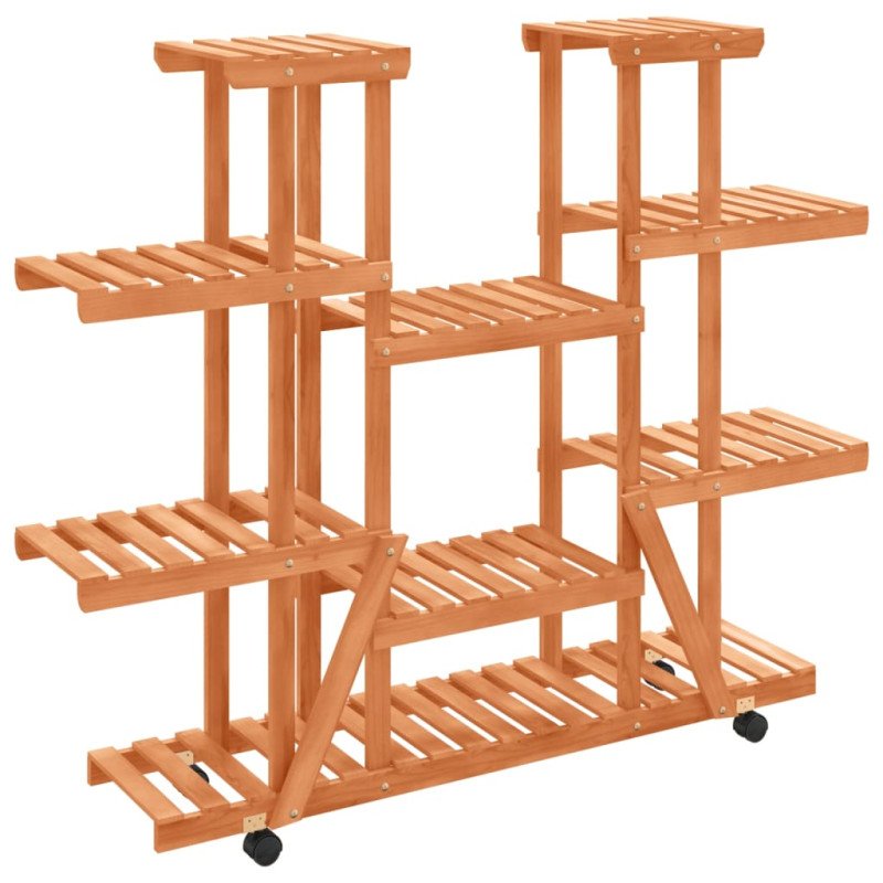 vidaXL Stojan na kvetiny s kolieskami 110x25x115 cm masívna jedľa