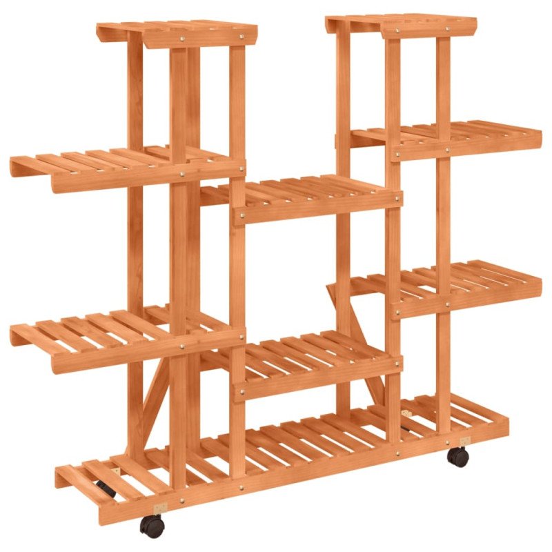 vidaXL Stojan na kvetiny s kolieskami 110x25x115 cm masívna jedľa