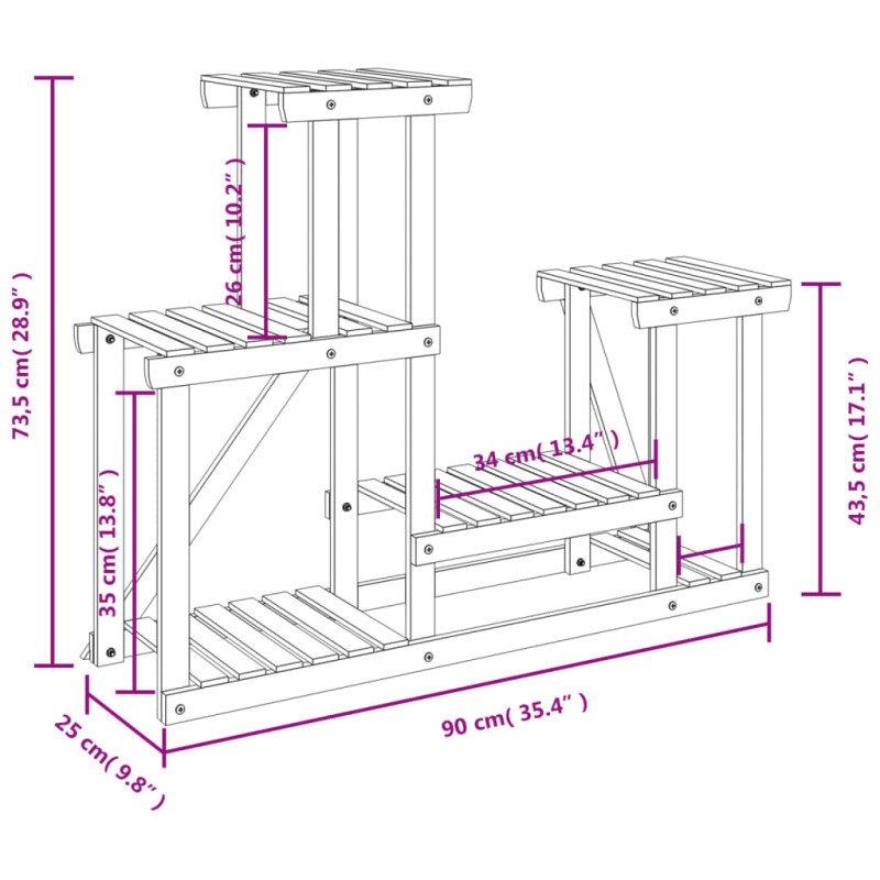 vidaXL Stojan na kvetiny 90x25x73,5 cm masívna jedľa