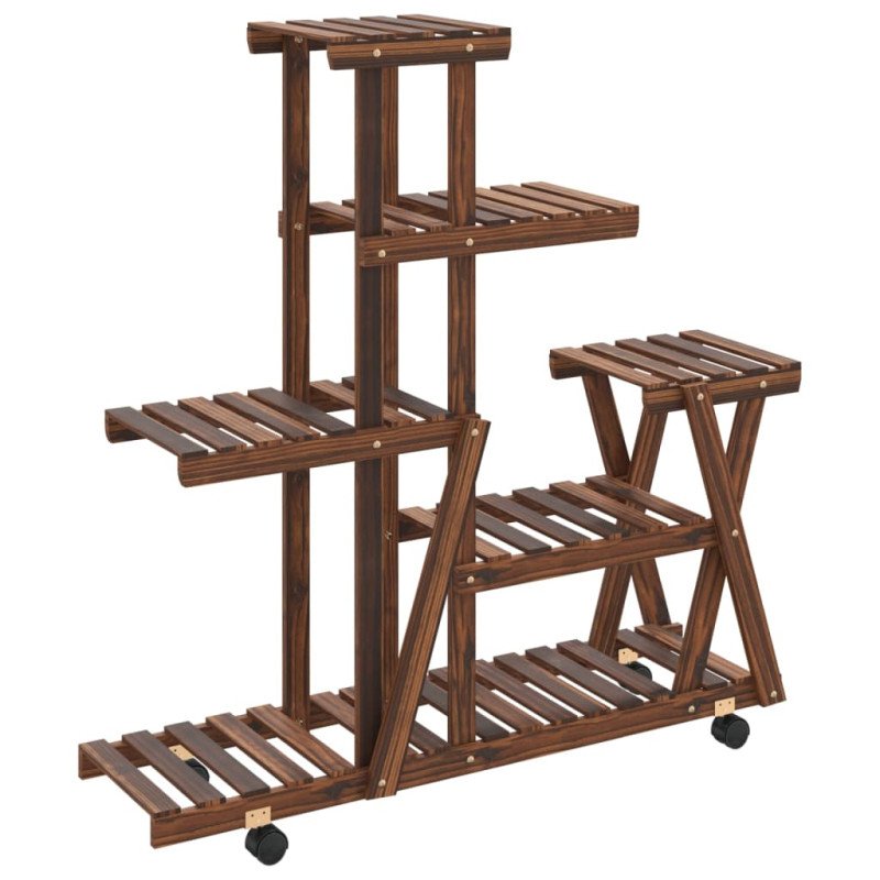 vidaXL Stojan na kvetiny s kolieskami 95x25x101 cm masívna jedľa