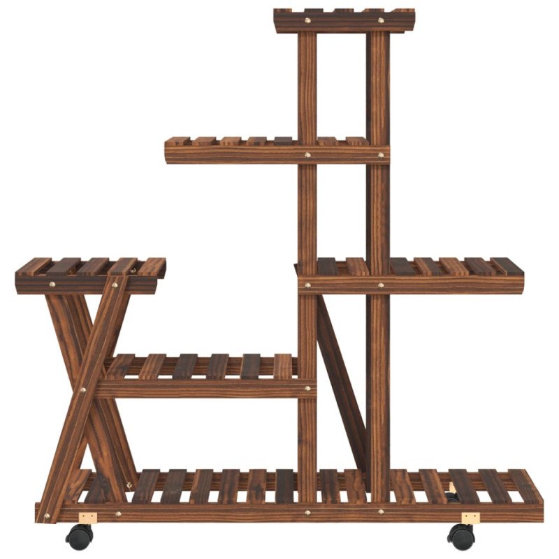 vidaXL Stojan na kvetiny s kolieskami 95x25x101 cm masívna jedľa
