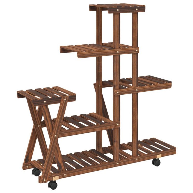 vidaXL Stojan na kvetiny s kolieskami 95x25x101 cm masívna jedľa