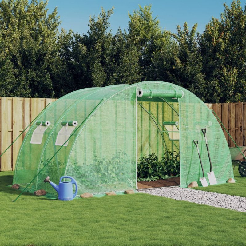 vidaXL Fóliovník s oceľovým rámom zelený 8 m² 4x2x2 m