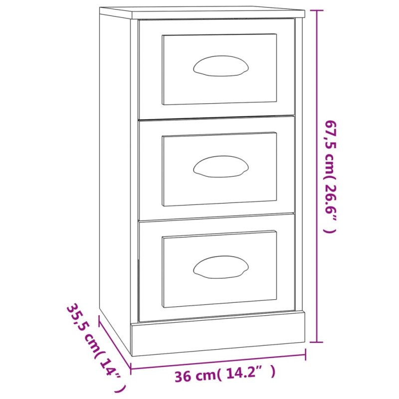 vidaXL Komoda dymový dub 36x35,5x67,5 cm kompozitné drevo