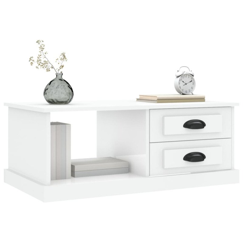 vidaXL Konferenčný stolík lesklý biely 90x50x35 cm kompozitné drevo