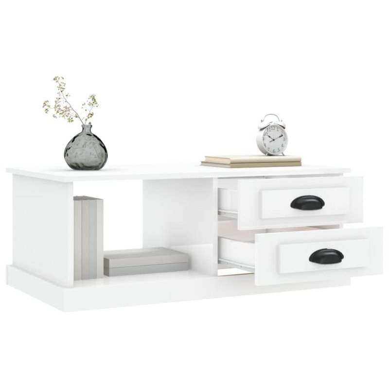 vidaXL Konferenčný stolík lesklý biely 90x50x35 cm kompozitné drevo