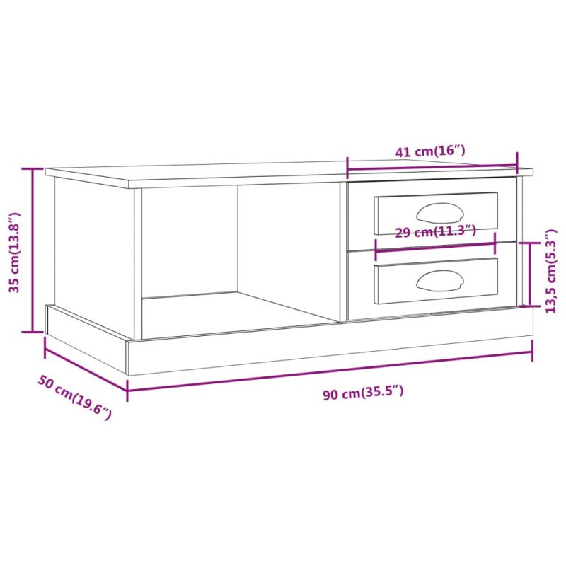 vidaXL Konferenčný stolík lesklý biely 90x50x35 cm kompozitné drevo