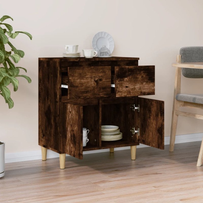 vidaXL Komoda dymový dub 60x35x70 cm spracované drevo