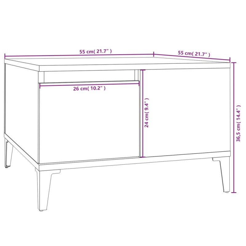 vidaXL Konferenčný stolík dub sonoma 55x55x36,5 cm spracované drevo