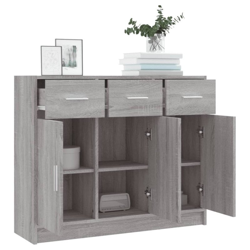 vidaXL Komoda sivý dub sonoma 91x28x75 cm kompozitné drevo