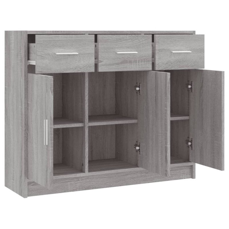 vidaXL Komoda sivý dub sonoma 91x28x75 cm kompozitné drevo