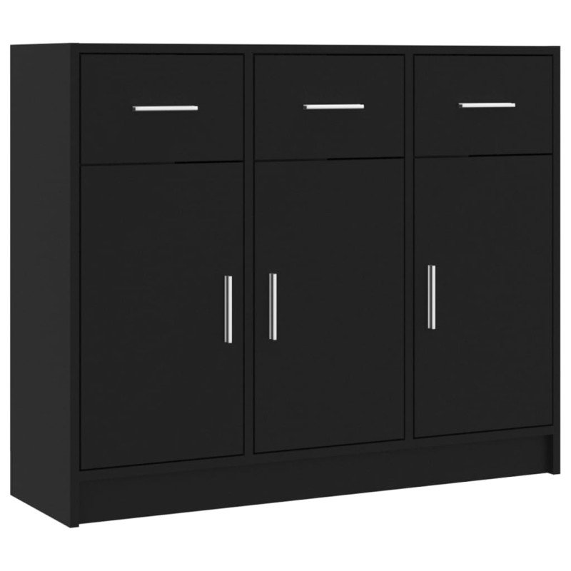 vidaXL Komoda čierna 91x28x75 cm kompozitné drevo