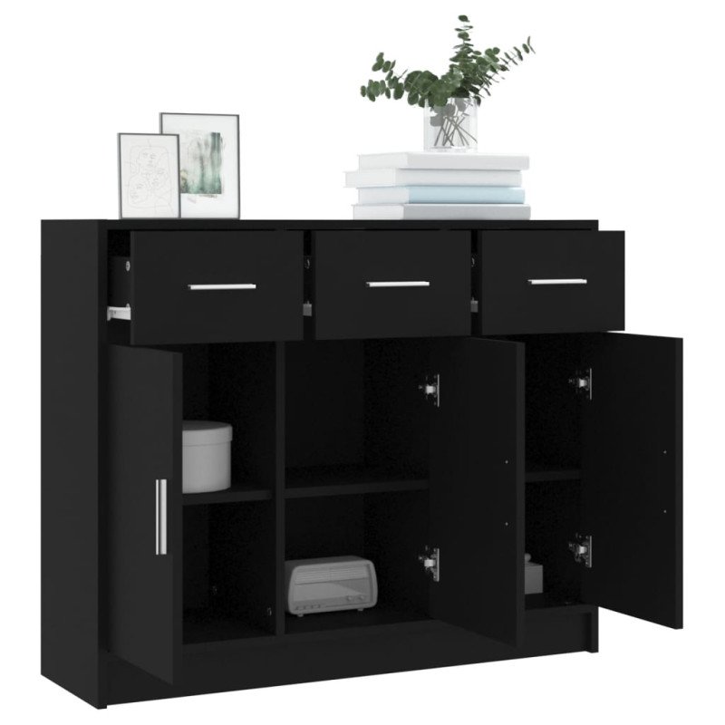 vidaXL Komoda čierna 91x28x75 cm kompozitné drevo