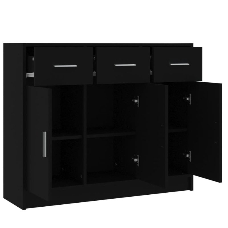 vidaXL Komoda čierna 91x28x75 cm kompozitné drevo
