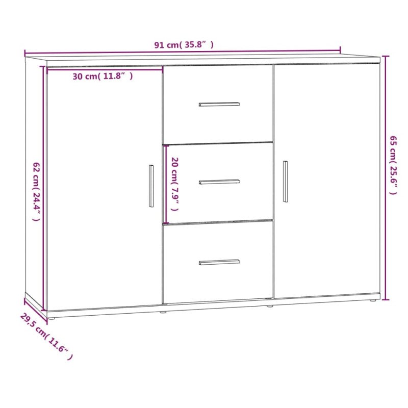 vidaXL Komoda lesklá biela 91x29,5x65 cm spracované drevo