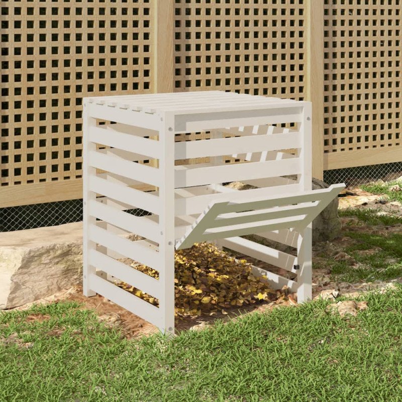 vidaXL Kompostér biely 63,5x63,5x77,5 cm masívne borovicové drevo