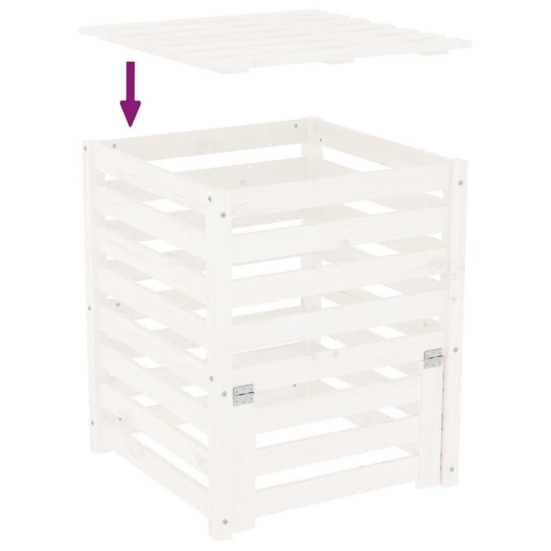 vidaXL Kompostér biely 63,5x63,5x77,5 cm masívne borovicové drevo