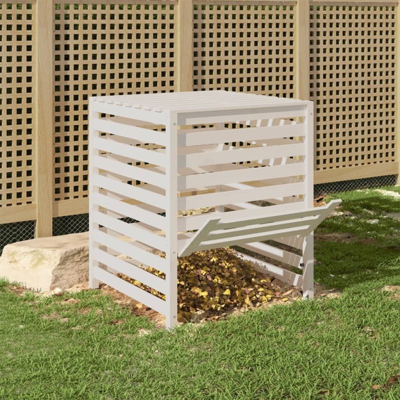 vidaXL Kompostér biely 82,5x82,5x99,5 cm masívne borovicové drevo