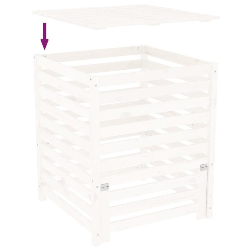 vidaXL Kompostér biely 82,5x82,5x99,5 cm masívne borovicové drevo