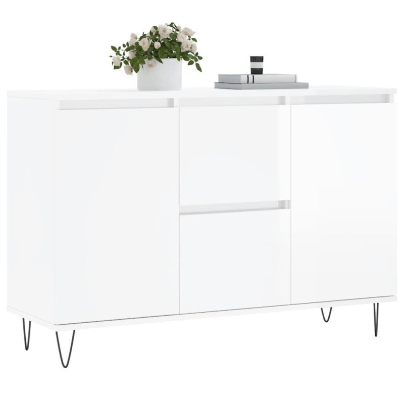 vidaXL Komoda, lesklá biela 104x35x70 cm, kompozitné drevo