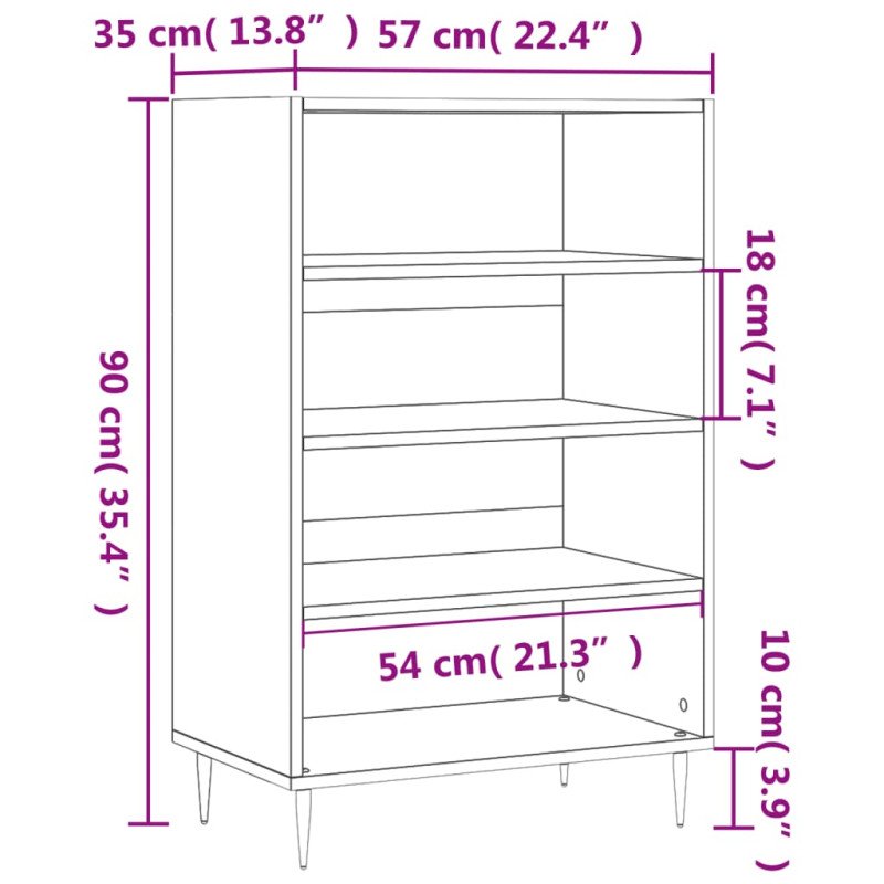 vidaXL Vysoká skrinka dymový dub 57x35x90 cm kompozitné drevo