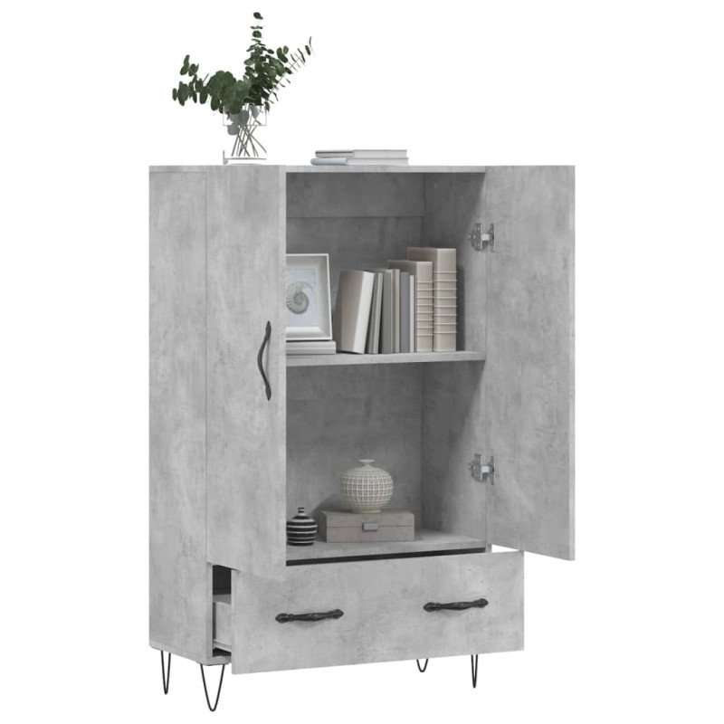 vidaXL Vysoká skrinka betónová sivá 69,5x31x115 cm kompozitné drevo