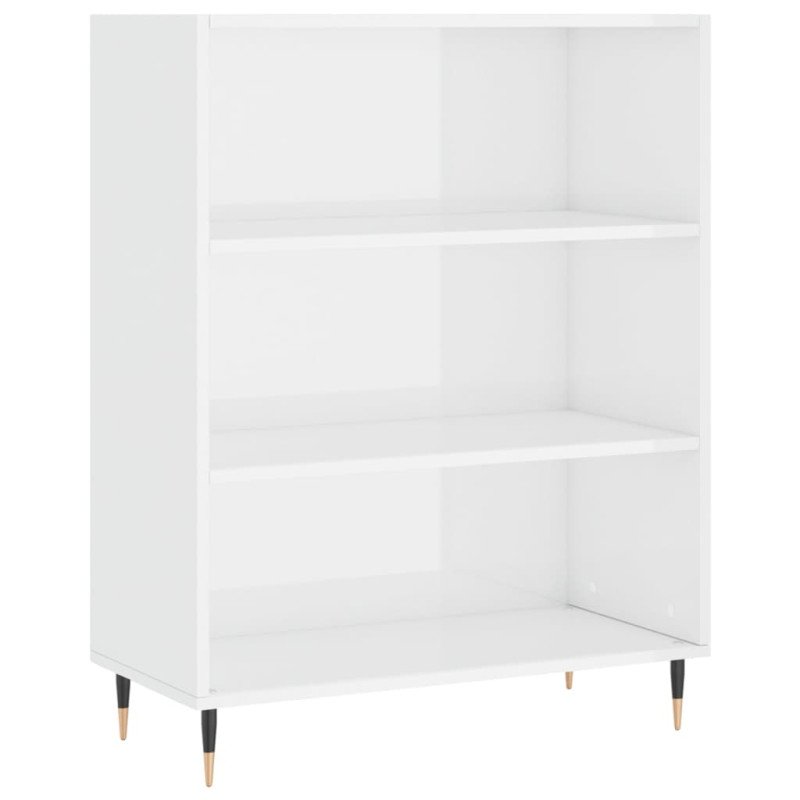 vidaXL Knižnica vysoký lesk biela 69,5x32,5x90 cm kompozitné drevo