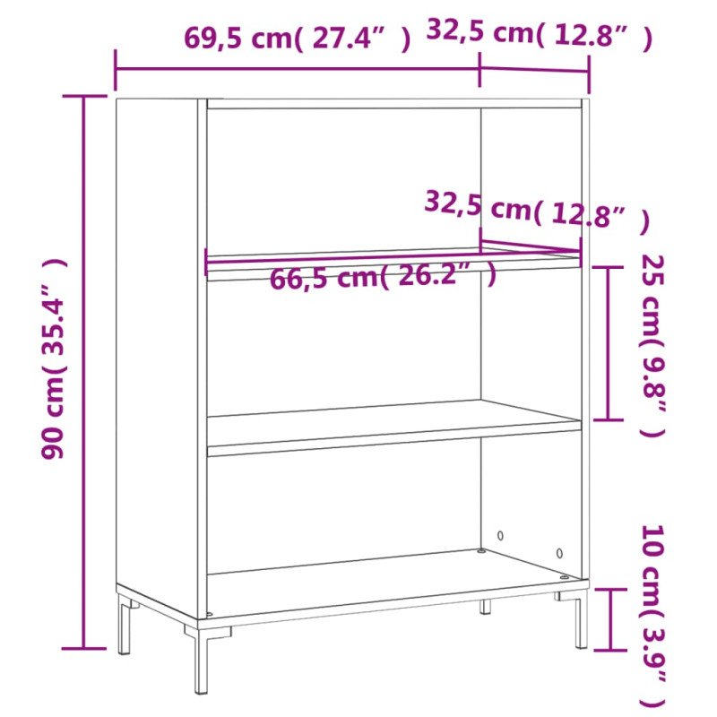 vidaXL Knižnica betónovo sivá 69,5x32,5x90 cm kompozitné drevo