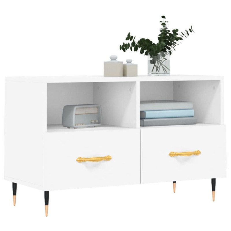 vidaXL TV skrinka biela 80x36x50 cm spracované drevo