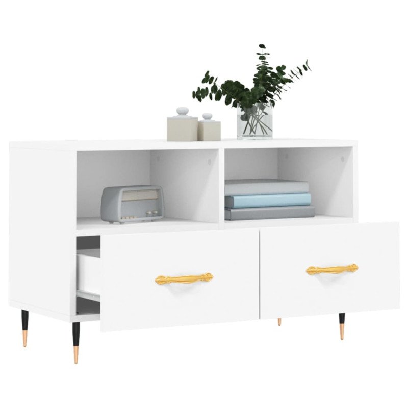 vidaXL TV skrinka biela 80x36x50 cm spracované drevo