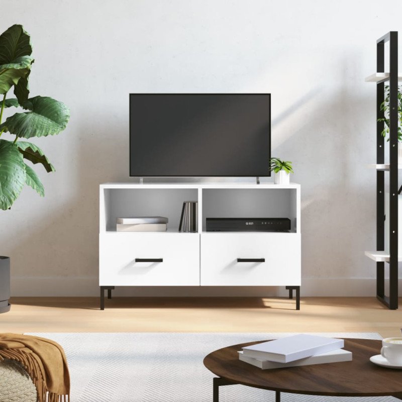 vidaXL TV skrinka lesklá biela 80x36x50 cm spracované drevo