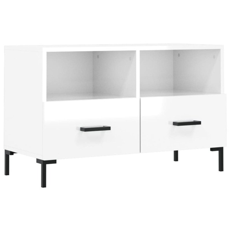 vidaXL TV skrinka lesklá biela 80x36x50 cm spracované drevo