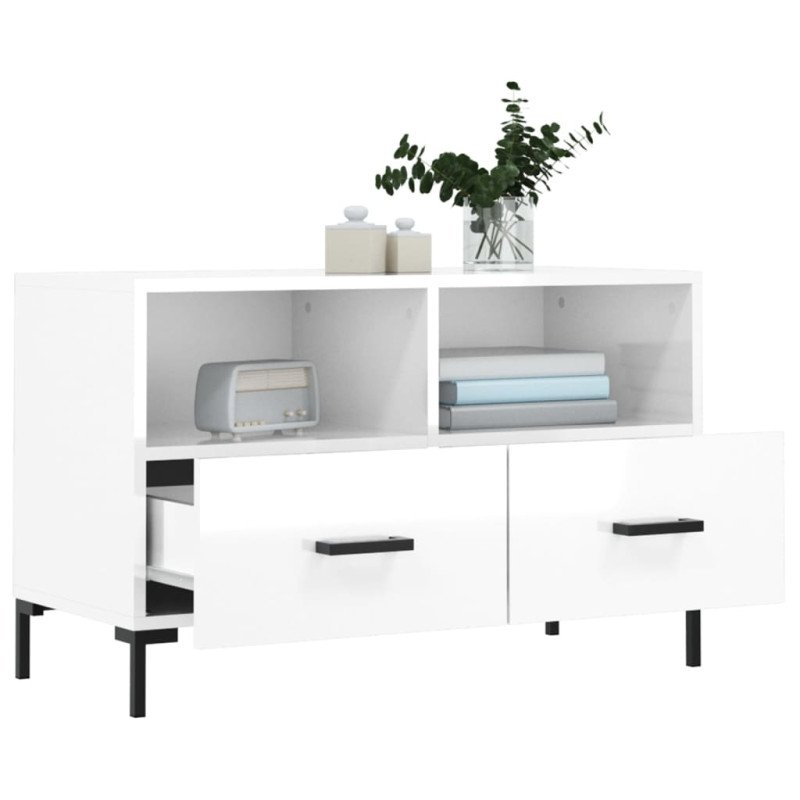 vidaXL TV skrinka lesklá biela 80x36x50 cm spracované drevo