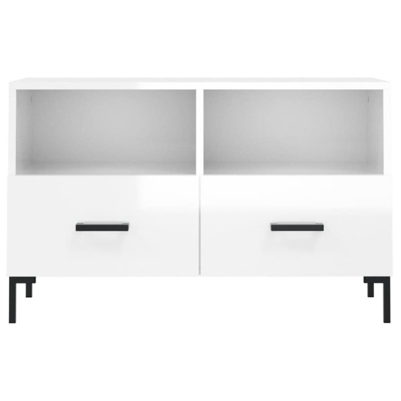 vidaXL TV skrinka lesklá biela 80x36x50 cm spracované drevo